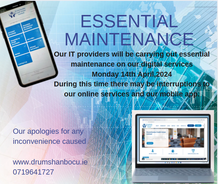 Member Notice of Essential maintenance Monday 14th April 2025